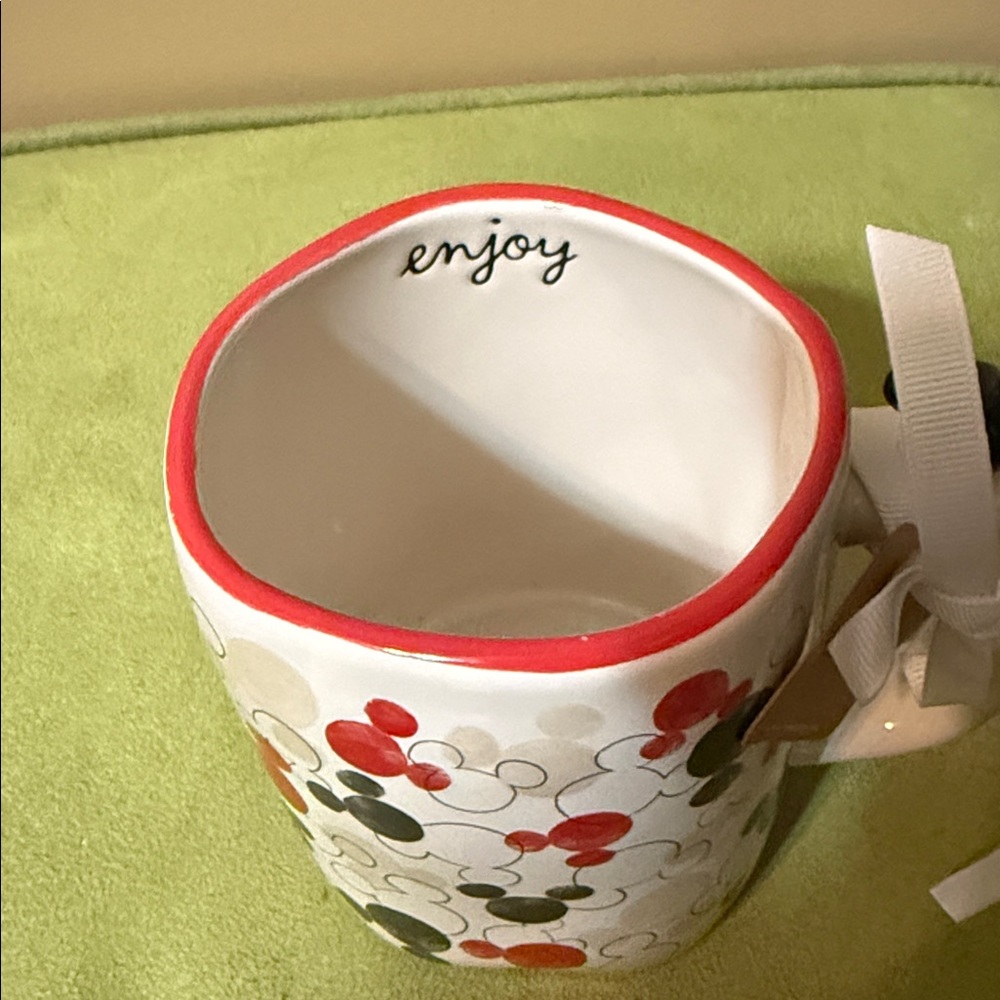 Rae Dunn Disney Mickey Print Double Sided Mug With A Mickey Head On The Handle - Picture 4 of 7